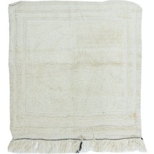 112 x 115  cm  20. Yüzyıl Sonu Anadolu "tülü" Halısı,  Doğal Yün, Minimalist Düz Bej Küçük Halı