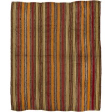 184 x 217  cm  Eski Türk Kilimi, Çizgi Desenli Düz Dokuma Kilim