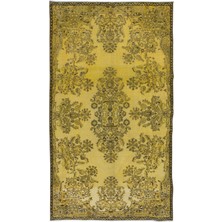 155 x 271  cm  Sarı Halı, Yenilenmiş Türk Halısı, Modern El Dokuması Halı