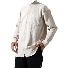 Erkek Hakim Yaka Uzun Kollu Düğmeli Müslin Gömlek