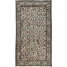 115 x 205  cm  Tamamı Çiçek Desenli Bej Eski El Düğümlü Anadolu Halısı