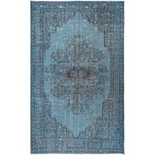 188 x 305  cm  Modern Ev Dekoru Halı, Mavi El Yapımı Halı, Geleneksel Yünlü Halı