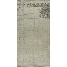 155 x 297  cm  Güneşte Soldurulmuş  Eski Bej Yünlü Halı, El Düğümlü Anadolu Uşak Halısı