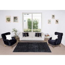 164 x 250  cm  El Dokuması Yeniden Boyanmış Eski Türk Halısı, Modern Gri El Yapımı Yünlü Halı