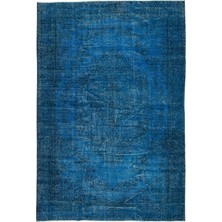 169 x 248  cm  Yenilenmiş Mavi El Yapımı Halı, Modern Yün ve Pamuktan Yapılmış Eski Halı