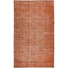 174 x 288  cm  Modern El Yapımı Halı, El Dokuma Halı, Turuncu Tonlarda Yenilenmiş Halı