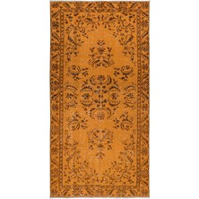 136 x 265  cm  Turuncu Halı, Yenilenmiş El Dokuma Halı, El Yapımı Halı, El Düğümlü Modern H