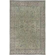 222 x 339  cm  Çağdaş Yeşil Halı, El Düğümlü Mutfak Halısı, El Yapımı Halı