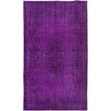 175 x 302  cm  Mor Tonlarda El Dokuması Halı, Modern El Düğümlü Halı, Eski Türk Halısı