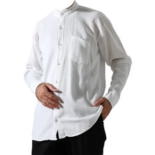 Erkek Hakim Yaka Uzun Kollu Düğmeli Müslin Gömlek