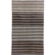 280 x 460  cm  Büyük Ölçü El Dokuması Eski Çizgili Kilim, Düz Dokuma Kilim