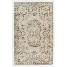 170 x 265  cm  Eski El Yapımı Anadolu Uşak Halısı. El Düğümlü Nötr Renklerde Yünlü Halı