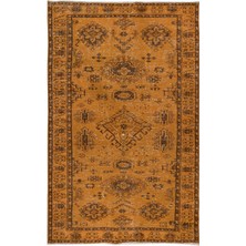 165 x 258  cm  El Yapımı Turuncu Halı, El Dokuması Eski Halı, Yenilenmiş Türk Halısı