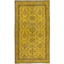 115 x 206  cm  El Dokuma Sarı Yenilenmiş Yünlü Halı