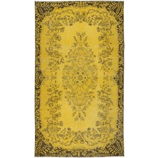 166 x 288  cm  El Dokuması Türk Işi Halı, Yünlü El Yapımı Sarı Halı