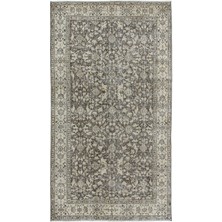 140 x 252  cm  Eski Çiçek Desenli Halı, Bej ve Kahverengi El Düğümlü Anadolu Halısı