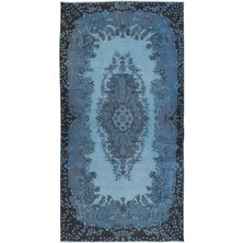 111 x 211  cm  Mavi Salon Halısı, El Dokuması Yünlü Türk Halısı, Pamuklu Alan Halısı