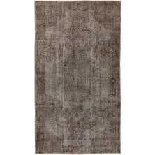 (166 x 280  cm ) Gri Tonlarda Sade ve Düz El Dokuması Anadolu Halısı, Isparta Halısı