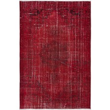 183 x 270  cm , Eski El Yapımı Türk Işi Halı, Modern El Dokuma Kırmızı Halı