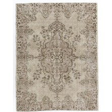 210 x 275  cm  Eski "güneşte Soldurulmuş" Anadolu Uşak Halısı,  El Yapımı Dekoratif Halı