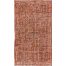 150 x 260  cm  El Yapımı Turuncu Halı, El Dokuması Eski Halı, Yenilenmiş Türk Halısı