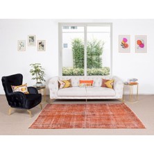 178 x 255  cm  El Dokuması Otantik Eski Anadolu Halısı, Modern Turuncu El Yapımı Yünlü Halı