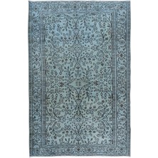 160 x 240  cm  El Dokuması Halı, Açık Mavi Modern Halı, El Yapımı Çiçek Desenli Halı