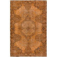 170 x 256  cm  Turuncu Yemek Odası Halısı, Bohem Tarzı El Dokuma Halı, El Yapımı Türk Halıs