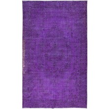 175 x 292  cm  Modern Mor El Dokuması Yün ve Pamuklu Türk Halısı, Dekoratif Yer Örtüsü