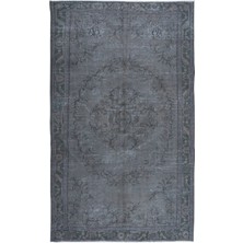 163 x 265  cm  El Düğümlü Gri Halı, Dekoratif El Dokuması Yün ve Pamuktan Yapılmış Alan Halısı