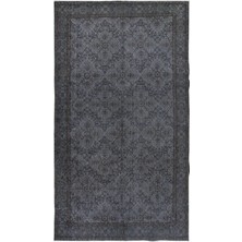 170 x 295  cm  Çağdaş El Düğümlü Halı, Gri El Dokuması Yün ve Pamuktan Yapılmış Alan Halısı