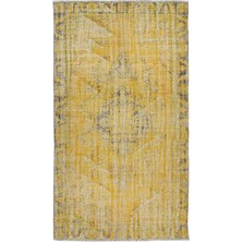 172 x 290  cm  Modern Ev Dekoru El Dokuması Sarı Türk Halısı, Yünlü Oturma Odası Halısı