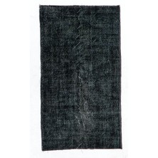 (115 x 202  cm ) Siyah Renkli El Dokuması Anadolu Halısı, Isparta Halısı