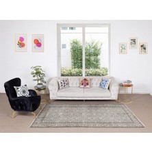 165 x 260  cm  El Dokuması Yeniden Boyanmış Eski Türk Halısı, Modern Gri El Yapımı Yünlü Halı