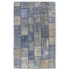 225 x 360  cm  El Dokuması Koyu Tonlarda Çok Renkli Patchwork Halı