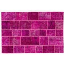 200 x 300  cm  Pembe Tonlarda, El Dokuması, Otantik, Modern Patchwork Halı