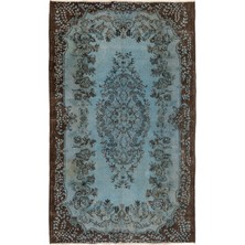 (180 x 280  cm ) Turkuaz Renkli Madalyon Desenli El Dokuması Anadolu Halısı