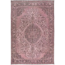 210 x 308  cm , El Düğümlü Pembe Halı, Dekoratif El Dokuması Yün ve Pamuktan Yapılmış Alan Halısı