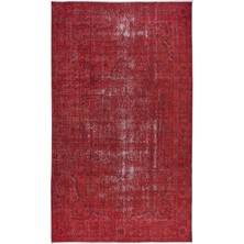158 x 268  cm , Kırmızı El Dokuması Halı, Yenilenmiş Vintage Halı, Yeniden Boyanmış Eski Halı
