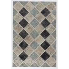 200 x 300  cm  Açık Tonlarda El Dokuması Patchwork Halı, Çok Renkli Patchwork