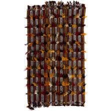 157 x 280  cm  Çizgili El Dokuması Kilim, Düz Dokuma Kilim, Yün-Pamuk Ponponlu Yer Örtüsü
