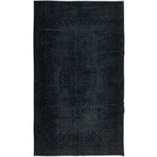 163 x 273  cm  Kömür Grisi ve Siyah Tonlarda El Yapımı Halı, El Düğümlü Mutfak Halısı