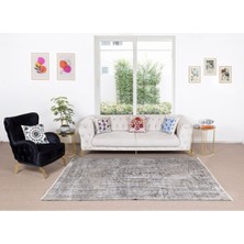 180 x 267  cm  El Dokuması Yeniden Boyanmış Eski Türk Halısı, Modern Gri El Yapımı Yünlü Halı