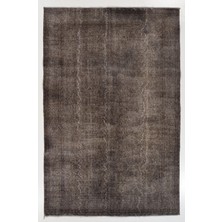 (196 x 295  cm ) Gri Renk Anadolu Halısı, El Dokuması Hafif Gölgeli Çiçek Desenli Halı