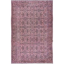 200 x 300  cm , Pembe El Yapımı Halı, Yenilenmiş Eski Halı, Yeniden Boyanmış Modern Halı