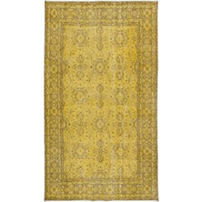 153 x 260  cm  Sarı Modern El Düğümlü Halı, Yenilenmiş El Dokuma Halı