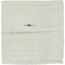 106 x 100  cm  Doğal Boyasız Bej Yünden Minimalist Eski El Yapımı Anadolu Küçük Tülü Halı