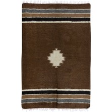 130 x 192  cm  Yumuşak Tiftik Kilim Halı, Doğu Anadolu'dan Eski Kahverengi Yatak Örtüsü