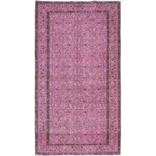 156 x 273  cm , El Düğümlü Pembe Halı, Dekoratif El Dokuması Yün ve Pamuktan Yapılmış Alan Halısı