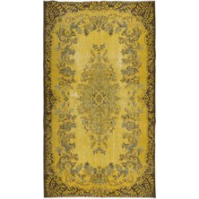 167 x 292  cm  Geleneksel El Düğümlü Türk Halısı, Yenilenmiş Sarı Türk Halısı